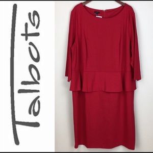 TALBOTS Red Peplum Dress NWT